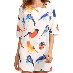 NWOT Birds Short Sleeve Loose Tunic Top